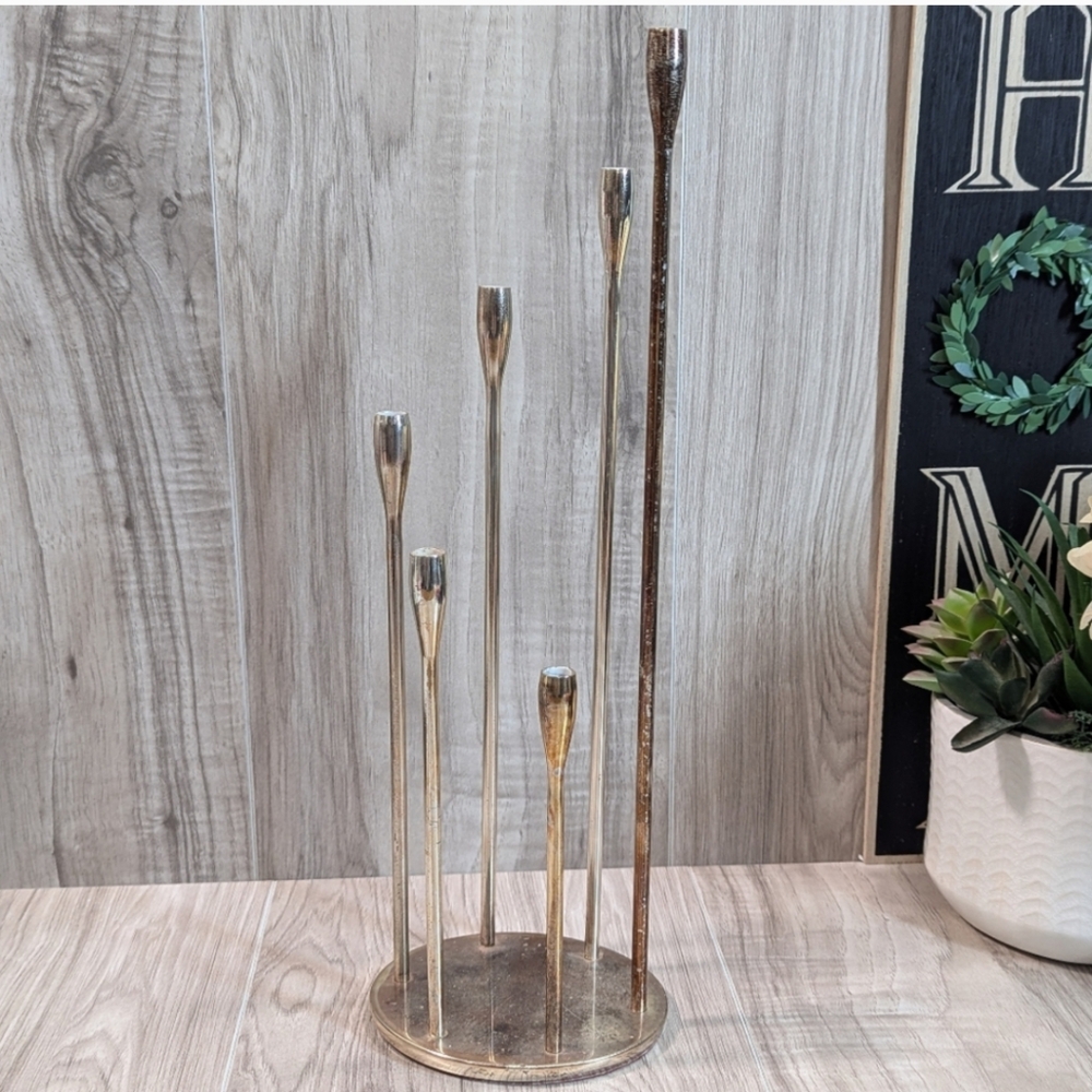 CASCADING Candle Holder Gold Tone Taper Vintage MCM CANDELABRA